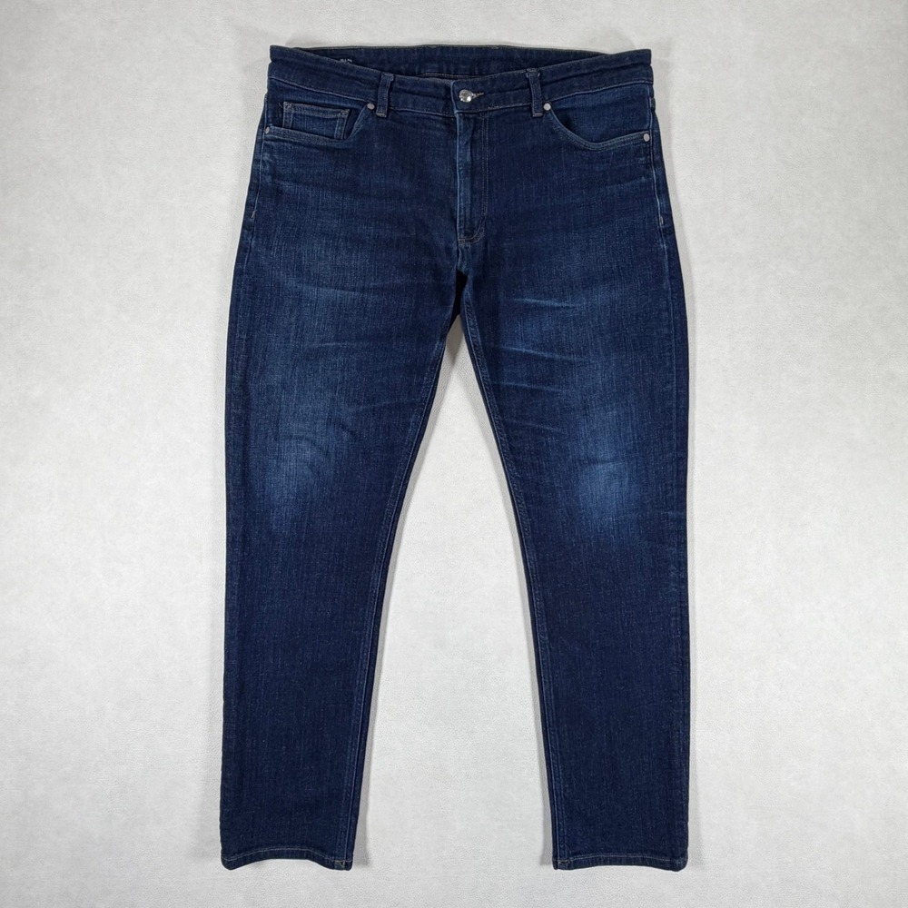 Peter Millar Crown Crafted‎ Mens 38x32 Jeans Dark Indigo Slim Tailored Denim
